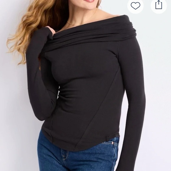 Free People Tops - We The‎ Free Women's Iris Layering Off the Shoulder Long Sleeve Top Black XS NWT